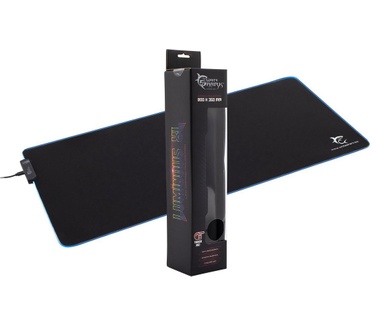 White Shark White Muismat voor spellen met RGB achtergrondverlichting Luminous XL, 800x350x3mm, Muismat, Zwart