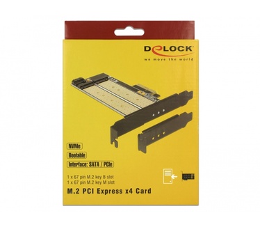 Delock PCI Express x4 - 1x M.2 Key B + 1x NVMe M.2 Key M