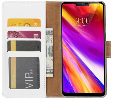 Luxe Lederen Bookcase hoesje voor de LG G7 ThinQ - Wit (LG G7 ThinQ) Wit