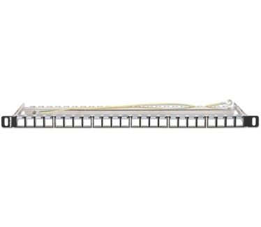 Intellinet 24-poorts afgeschermd leeg patchpanel, 0,5U, 19" keystone high-density ontwerp, uitneembare kabelmanagementbalk, geschikt voor Cat6/Cat6A modules, zwart