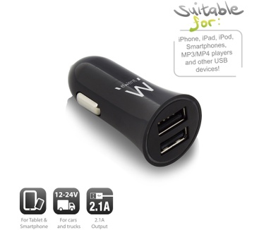 Ewent EW1221 2-Poorts USB Autolader 2.1A