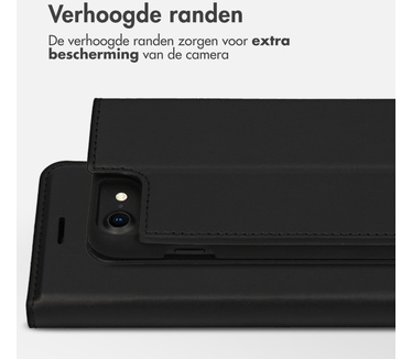 Accezz Premium Leather Slim Bookcase iPhone SE (2022 / 2020) / 8 / 7 / 6(s) - Zwart