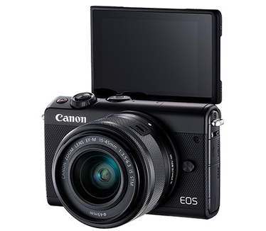 Canon EOS M100 Zwart + EF-M 15-45mm IS STM Zilver + Beschermhoes + irista 50 GB