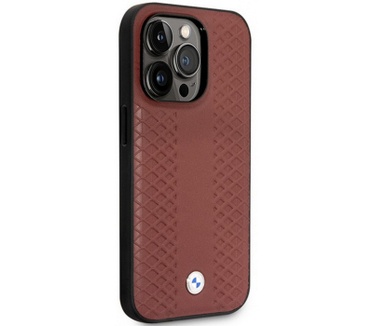 BMW Leather Diamond Back Case - iPhone 14 Pro Max (6.7") - Rood Rood