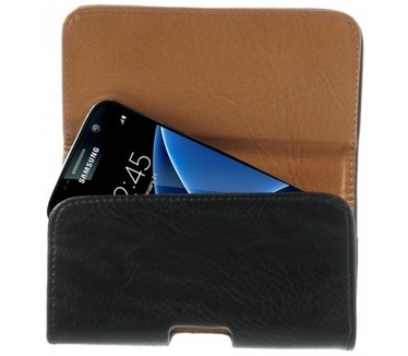 qMust Samsung Galaxy S7 Lederen Pouch - met riemclip - Black