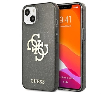 Guess 4G Logo Glitter TPU - Apple iPhone 13 (6.1") Zwart