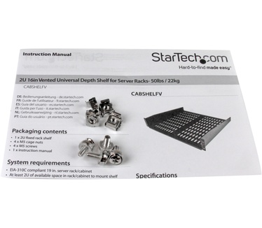 Startech.com 2U 16 inch universele ventilerende lade voor montage in serverrack / serverkast 22kg