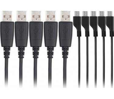 qMust Micro USB kabel - 1 meter - set van 5 stuks - kleur zwart