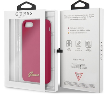 Guess Silicone Retro Hard Case - iPhone 7/8/SE (2020) - Burgundy  Rood
