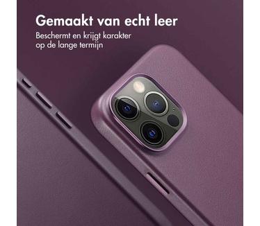 Accezz MagSafe Leather Backcover iPhone 15 Pro Max - Paars