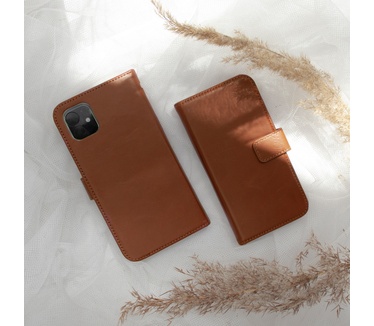 Selencia Echt Lederen Bookcase Samsung Galaxy S20 FE - Lichtbruin