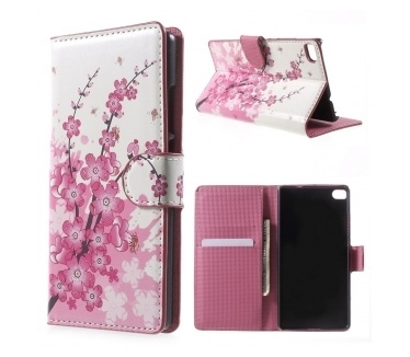 Huawei P8 Lite Wallet Case - hoesje met stand - Pink Blossom