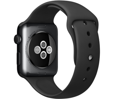 Apple Watch (sportbandje, 42mm) Zilver (Zwart)