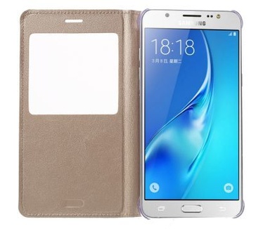 Samsung Galaxy J5 (2016) Window View Flip Hoesje Goud Goud