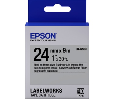 Epson Matte Tape - LK-6SBE Matte Blk/MattSiv 24/9