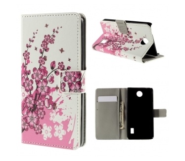 qMust Huawei Y635 wallet case - hoesje met stand - Pink Blossom