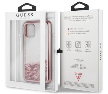 Guess 4G Peony Liquid Glitter Hard Case - Apple iPhone 11 - Roze  Rosé Goud