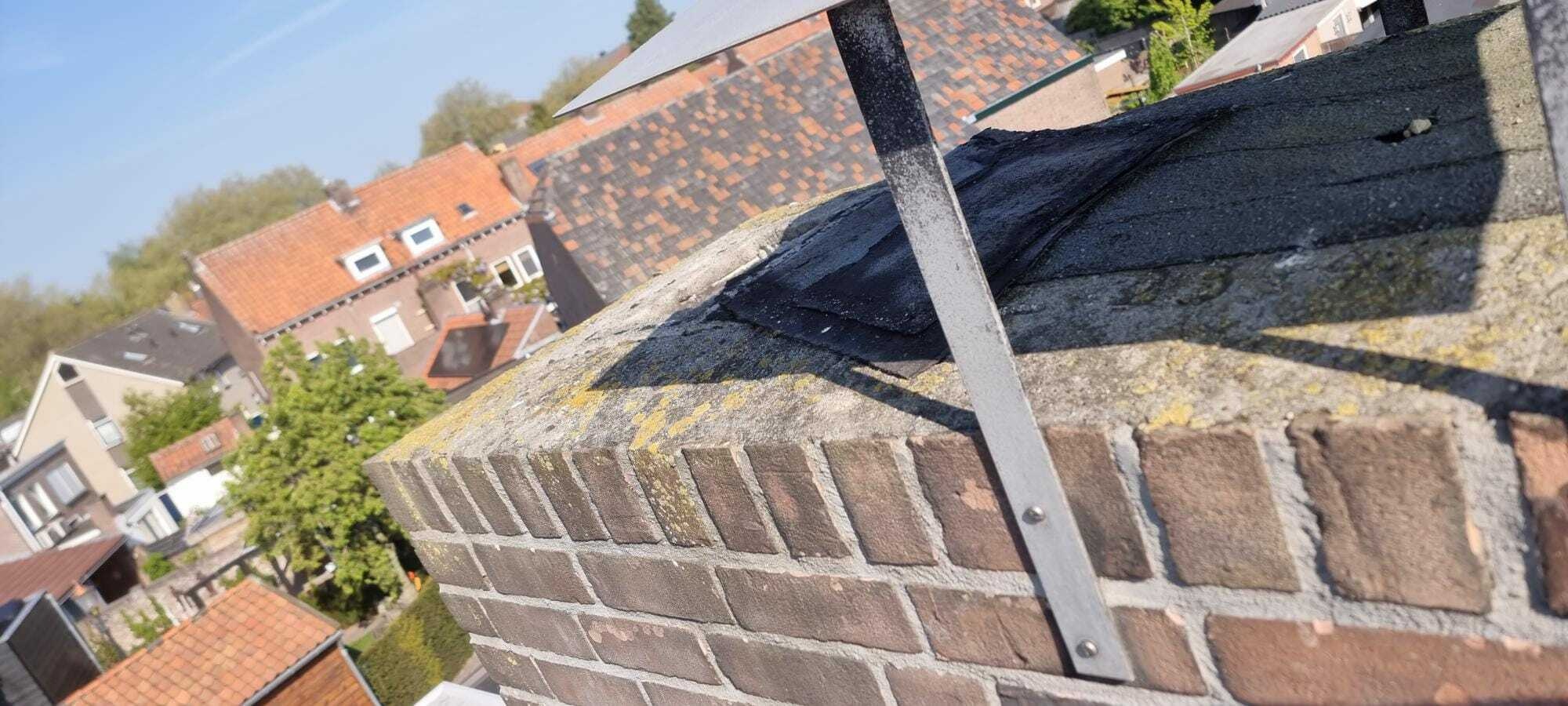 Schoorsteen boven dicht maken, deze wordt niet gebruikt Bouwen en
