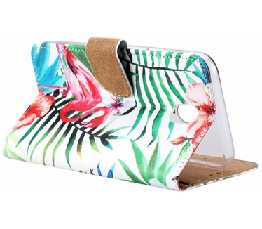 Flamingo print lederen Bookcase hoesje voor de Samsung Galaxy J7 2017 - Wit (Samsung Galaxy J7 2017) Wit