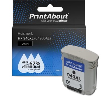 PrintAbout Huismerk HP 940XL (C4906AE) Inktcartridge Zwart Hoge capaciteit