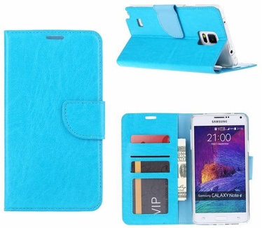 Luxe Lederen Bookcase hoesje voor de Samsung Galaxy Note 4 - Blauw (Galaxy Note 4) Blauw