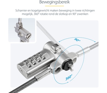 Startech.com 25-Pack Universeel Laptop Kabelslot 2m, Geserialiseerde Notebook Security Kabel, Compatibel met Noble Wedge®/Nano/K-Slot, Sleutelloos Combinatieslot
