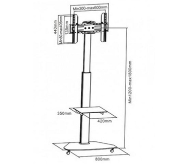 Techly 37-70" Floor Stand with Shelf LCD / LED / Plasma" ICA-TR3