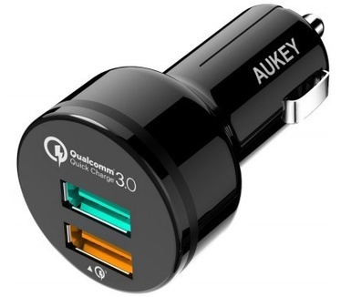Aukey Quick Charge 3.0 Autolader CC-T7 - Dual USB - Black