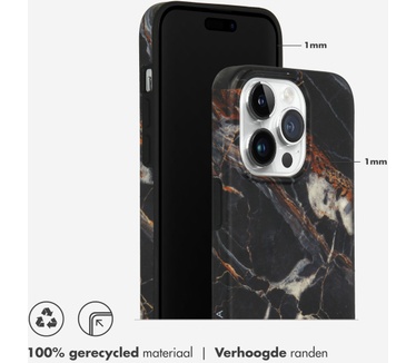 Selencia Aurora Fashion Backcover iPhone 14 Pro - Duurzaam hoesje - 100% gerecycled - Zwart Marmer