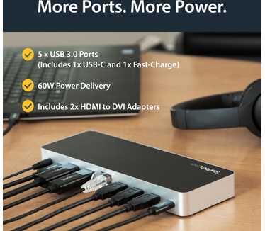 Startech.com Dual-Monitor USB-C docking station met MST 5x USB 3.0 poorten
