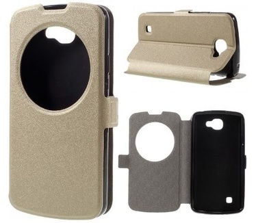 Just in Case LG K4 Window Leather Case - met zichvenster - Gold