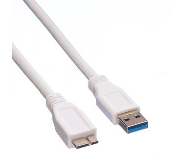 Value USB 3.0 kabel, type A M - Micro A M 0,8m Wit