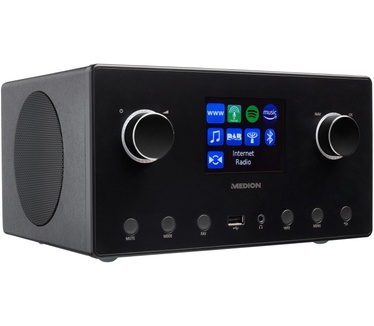 Medion LIFE® P85444 2.1 internetradio | 8,1 cm (3,2 inch) TFT-scherm | meer dan 25.000 internet radiostations & vele podcasts ontvangen | DAB+/UKW-radio (elk 40 voorkeurszenders) | Bluetooth® | WLAN | 2 x 7,5 W + 15 W subwoofer RMS