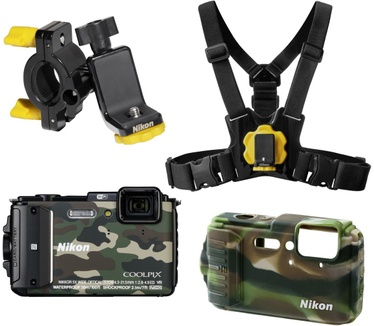 Nikon Coolpix AW130 + Camouflage Outdoor Kit Groen