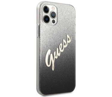 Guess Gradient Vintage GlitterCase iPhone 12 Pro Max (6.7") Zwart Zwart