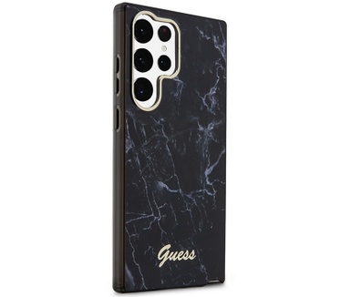 Guess Marble Back Cover - Samsung Galaxy S23 Ultra (S918) - Zwart Zwart
