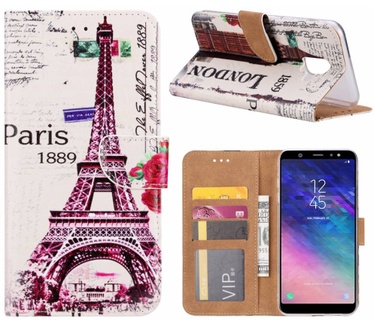 Parijs print lederen Bookcase hoesje voor de Samsung Galaxy A6 2018 - Wit (Samsung Galaxy A6 2018) Wit