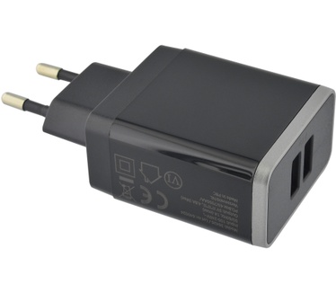 Mobiparts Wall Charger Dual USB 4.8A + Lightning Cable Black