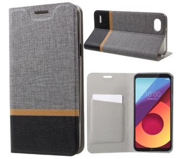 qMust LG Q6 Wallet Case - TPU frame - Grijs