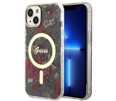 Guess Flower MagSafe Back Case - Apple iPhone 14 (6.1") - Khaki Bruin