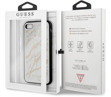 Guess Marble Glitter Hard Case Apple iPhone 7/8/SE (2020) - Wit  Wit