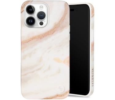 Selencia Aurora Fashion Backcover iPhone 14 Pro Max - Duurzaam hoesje - 100% gerecycled - Wit Marmer