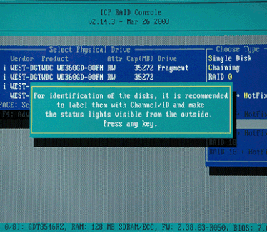 ICP Vortex GDT8546RZ BIOS - Identificatie suggestie