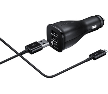 Samsung Fast Charging MicroUSB Autolader - Dual-USB - Black