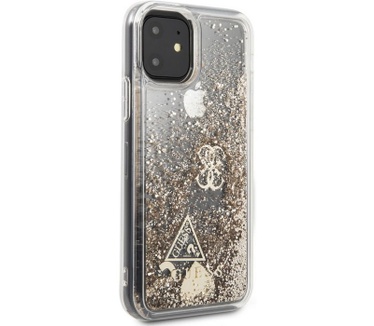 Guess Hearts Liquid Glitter Hard Case - iPhone 11 (6.1") - Goud  Goud