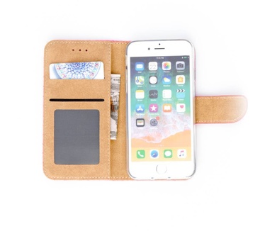 Schubben design Lederen Bookcase hoesje voor de Apple iPhone 8 - Lichtroze (Apple iPhone 8) Roze