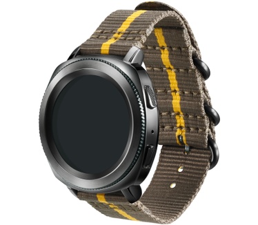 Samsung Gear Sport Premium Nato Armband Grijs/Geel