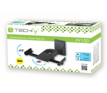 Techly Couple Speakers Wall Brackets up to 25kg Black ICA-SP SS201