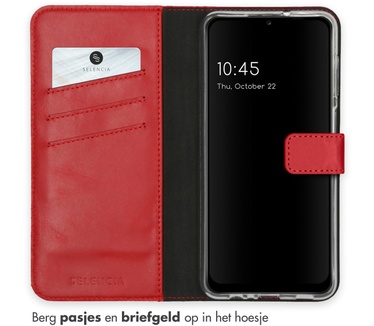 Selencia Echt Lederen Bookcase Samsung Galaxy A12 - Rood