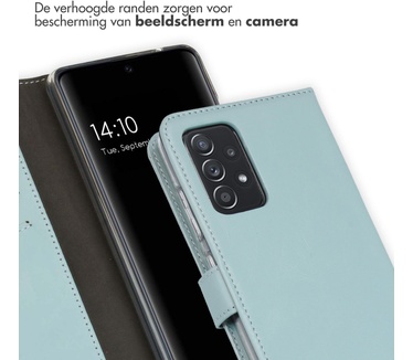 Selencia Echt Lederen Bookcase Samsung Galaxy A52(s) (5G/4G) -Lichtblauw